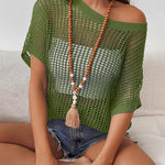 Nadorine Short Sleeve Crochet Sweater Tops