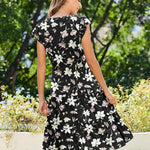 Nadorine Casual Ruffle Sleeve V Neck Midi Dress