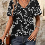 Nadorine Short Sleeve Shirts Dressy Tops with Pleats