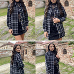 Nadorine Women Flannel Shacket Jacket Plaid Button Down Shirt