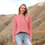 Nadorine Women's Long Sleeve Sweater Casual Ribbed Knit Pullover
