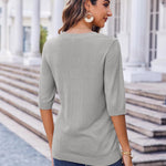 Nadorine Loose Short Sleeve Tunic Tops Crochet Knit Pullover Sweater