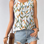 Nadorine Tank Top Blouses Scooped Neck Pleated Front Shirts