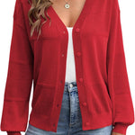 Nadorine Cardigan Long Sleeve Crochet Shrug Soft Knit Sweater