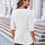 Nadorine Loose Short Sleeve Tunic Tops Crochet Knit Pullover Sweater