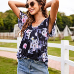 Nadorine Blouse Women's Elegant Ruffle Sleeve Tops (DE Only)