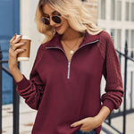 Zeagoo Women's Sweatshrits Quarter Zip Pullover Casual Cable Outfits
