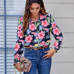 Nadorine Button Down Shirts Dressy Floral Printed Blouse