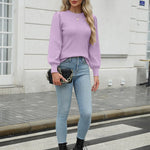Nadorine Women's Pullover Knitted Pullover Crew Neck Tops