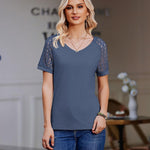 Nadorine Women's Blouse Short Sleeve Lace Top (DE Only)