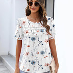 Zeagoo Womens Short Sleeve Tops Floral Boho Shirts