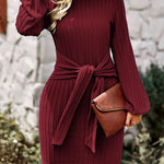 Nadorine Women's Casual Knit Dress Long Sleeve Bodycon Dress