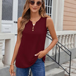 Nadorine Loose Button Down V Neck Flowy Summer Tops
