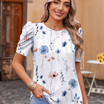 Nadorine Blouse Dressy Casual Puff Short Sleeve Boho Tops