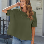 Nadorine Women Short Sleeve T Shirts Round Neck Oversized Tee