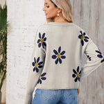 Nadorine Women's Crew Neck Cropped Sweater Long Sleeve Knit Tops