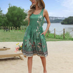 Nadorine Boho Floral Casual Tank Dresses with Pockets