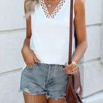 Nadorine Women V Neck Lace Tank Tops