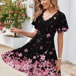 Zeagoo Womens Casual Swing Floral Ruffle Short Sleeve Sundresses