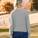 Nadorine Women's Crew Neck Cropped Sweater Long Sleeve Knit Tops