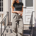 Nadorine Crop Tops Short Sleeve Slim Fit Basic T Shirts