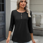 Nadorine 3/4 Length Sleeve Women Tops Blouses