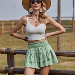 Nadorine Women's Shorts Summer Casual Ruffle Short Trousers (DE Only)
