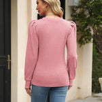 Nadorine Women's Knit Pullover Sweater Soft Puff Long Sleeve Shirt