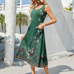 Nadorine Floral Beach Sundress Casual A-Line Midi Tank Dresses