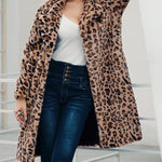 Faux Fur Coat Leopard Print Fluffy Coat