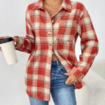 Nadorine Women Flannel Shacket Jacket Plaid Button Down Shirt