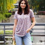 Nadorine Women Tunic Tops Dressy Casual Short Sleeve Floral Shirts