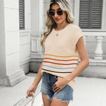 Nadorine Cap Sleeve Sweater Vest Knit Sweater