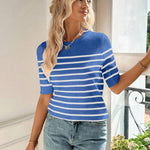 Nadorine Short Sleeve Sweater Crew Neck Dressy Casual Soft Knit Tops