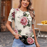Nadorine Blouse Dressy Casual Puff Short Sleeve Boho Tops