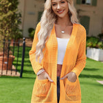 Nadorine Women 2024 Lightweight Crochet Cardigan Long Sleeve Open Front Knit Sweater Summer Kimono Cover Up with Pockets