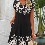 Nadorine Women's Casual A-Line Dresses with Pockets Floral Tshirt Dress