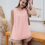 Nadorine Blouse Top Chiffon T-Shirt Sleeveless Crew Neck Tops (DE Only)