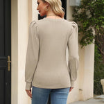 Nadorine Women's Knit Pullover Sweater Soft Puff Long Sleeve Shirt