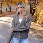 Nadorine Women's Short Cardigan Knitted V-Neck with Buttons