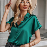 Satin Button Down Shirts- Nadorine (Us Only)
