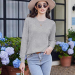 Nadorine Women's Knitted Jumper Elegant Crew Neck Pullover
