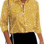 Nadorine Cotton Button Down Shirts Long Sleeve V Neck Tops