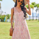 Nadorine Casual Beach Boho Dress Sleeveless Crewneck Tank Dress