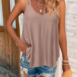 Nadorine Flowy Strap Eyelet Embroidery Sleeveless Casual Tank Top