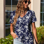 Nadorine Short Sleeve Shirts Dressy Tops with Pleats