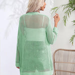 Nadorine Women 2024 Lightweight Crochet Cardigan Long Sleeve Open Front Knit Sweater Summer Kimono Cover Up with Pockets