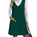 Trendy V-neck Sweater Knit Vest Dress (US Only)