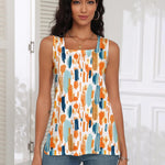 Nadorine Tank Tops Square Neck Loose Fit Side Split Flowy Shirts