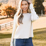 Nadorine Women's Crew Neck Cropped Sweater Long Sleeve Knit Tops